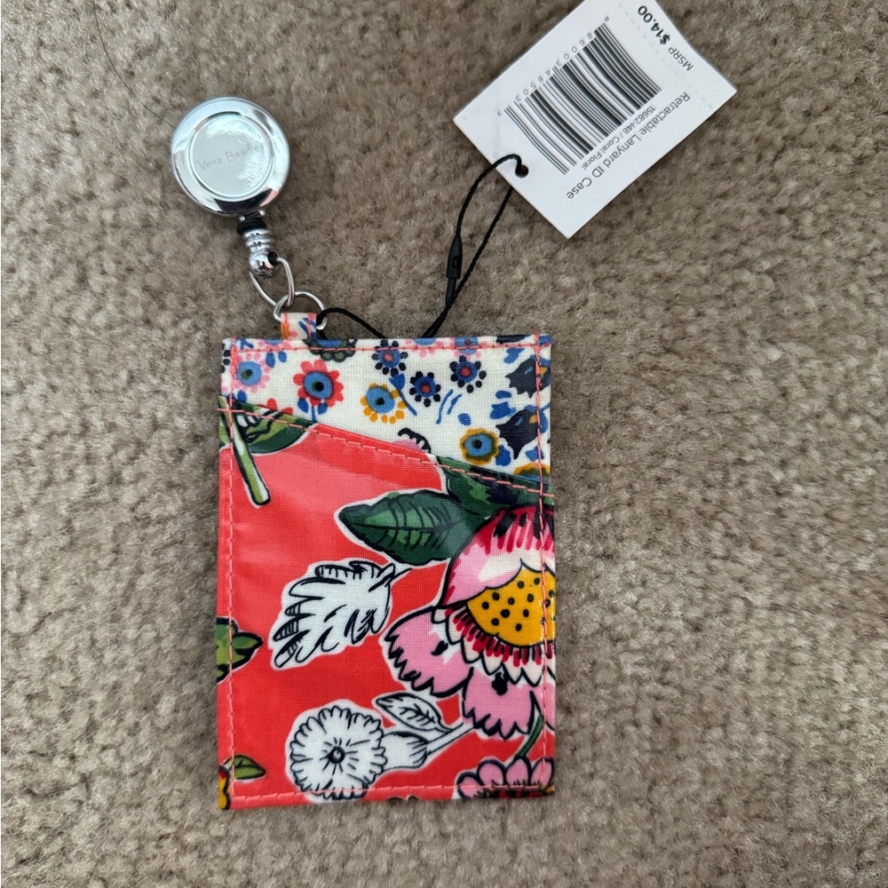Vera Bradley Floral ID Holder with Retractable Reel